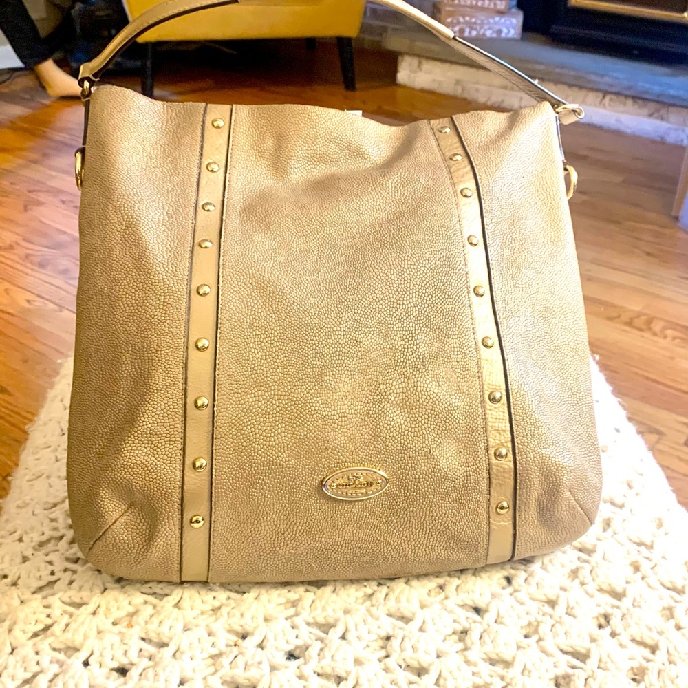 Coach Pewter Pebbled Shoulder Bag